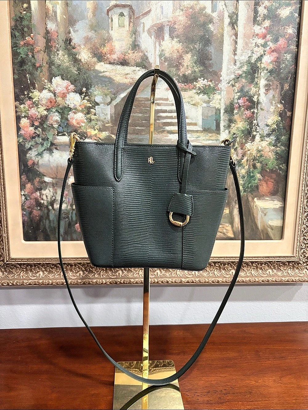 Lauren Ralph Lauren Dark Green Tote Bag
